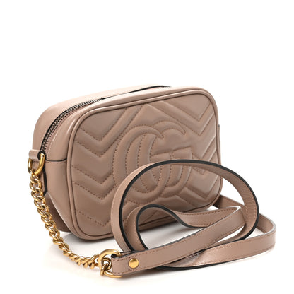 Gucci Calfskin Matelasse Mini GG Marmont Chain Shoulder Bag Porcelain Rose 3 of 10
