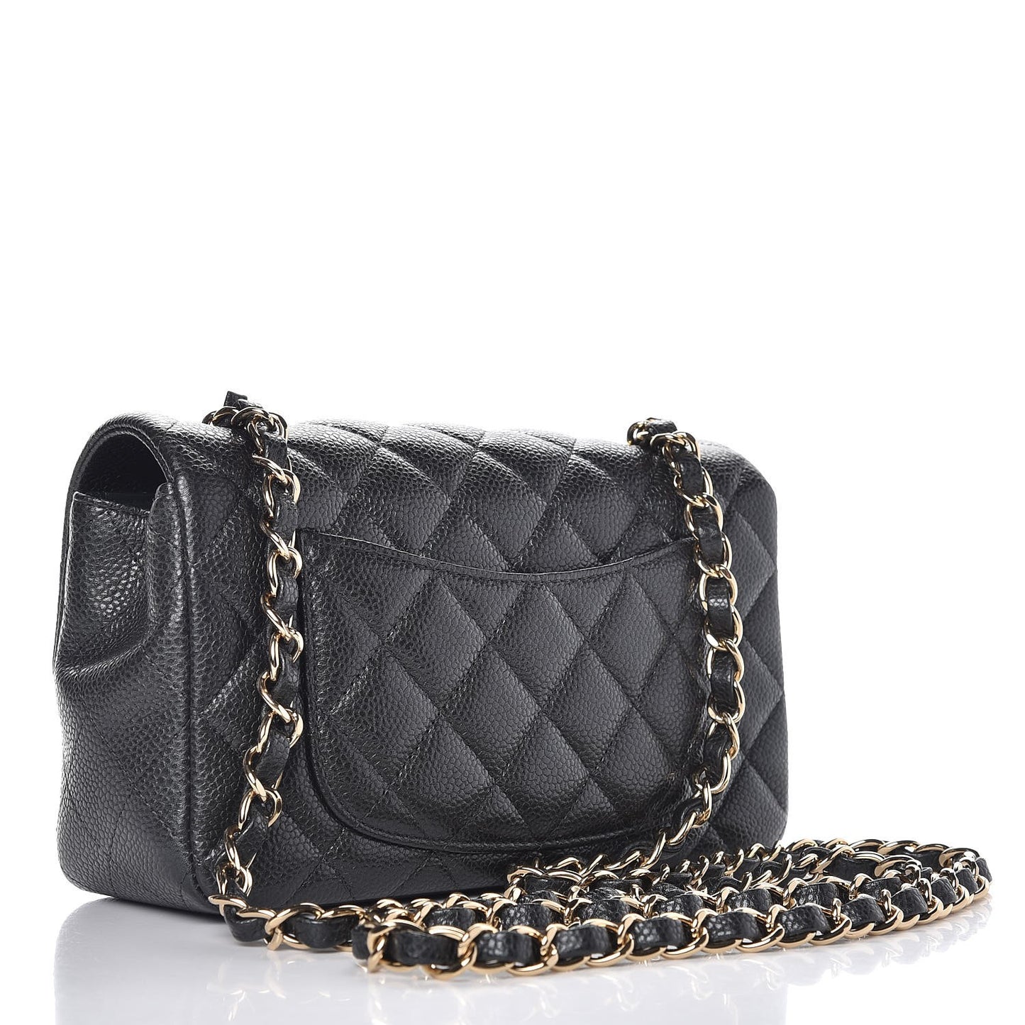 Caviar Quilted Mini Rectangular Flap Dark Grey