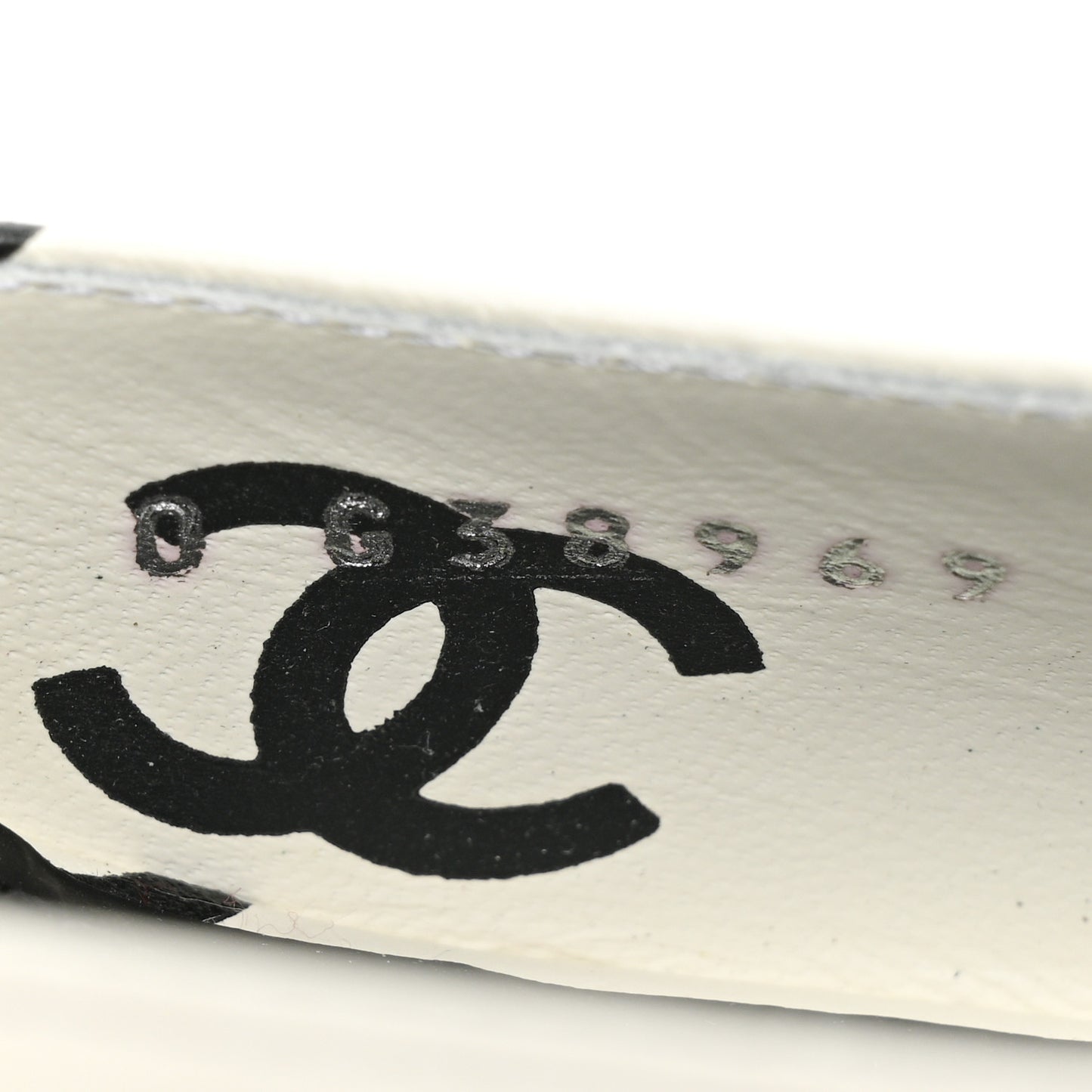 Printed Lambskin CC Sandals 41 White Black