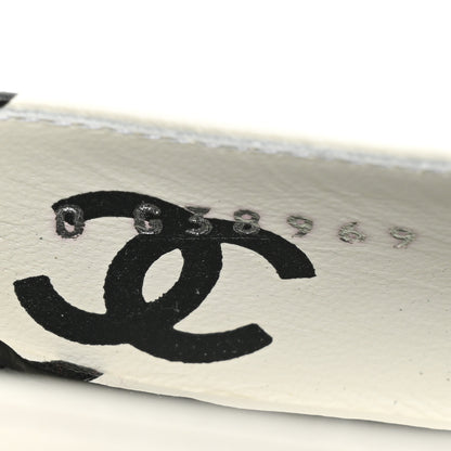 Chanel Printed Lambskin CC Sandals 41 White Black 9 of 10
