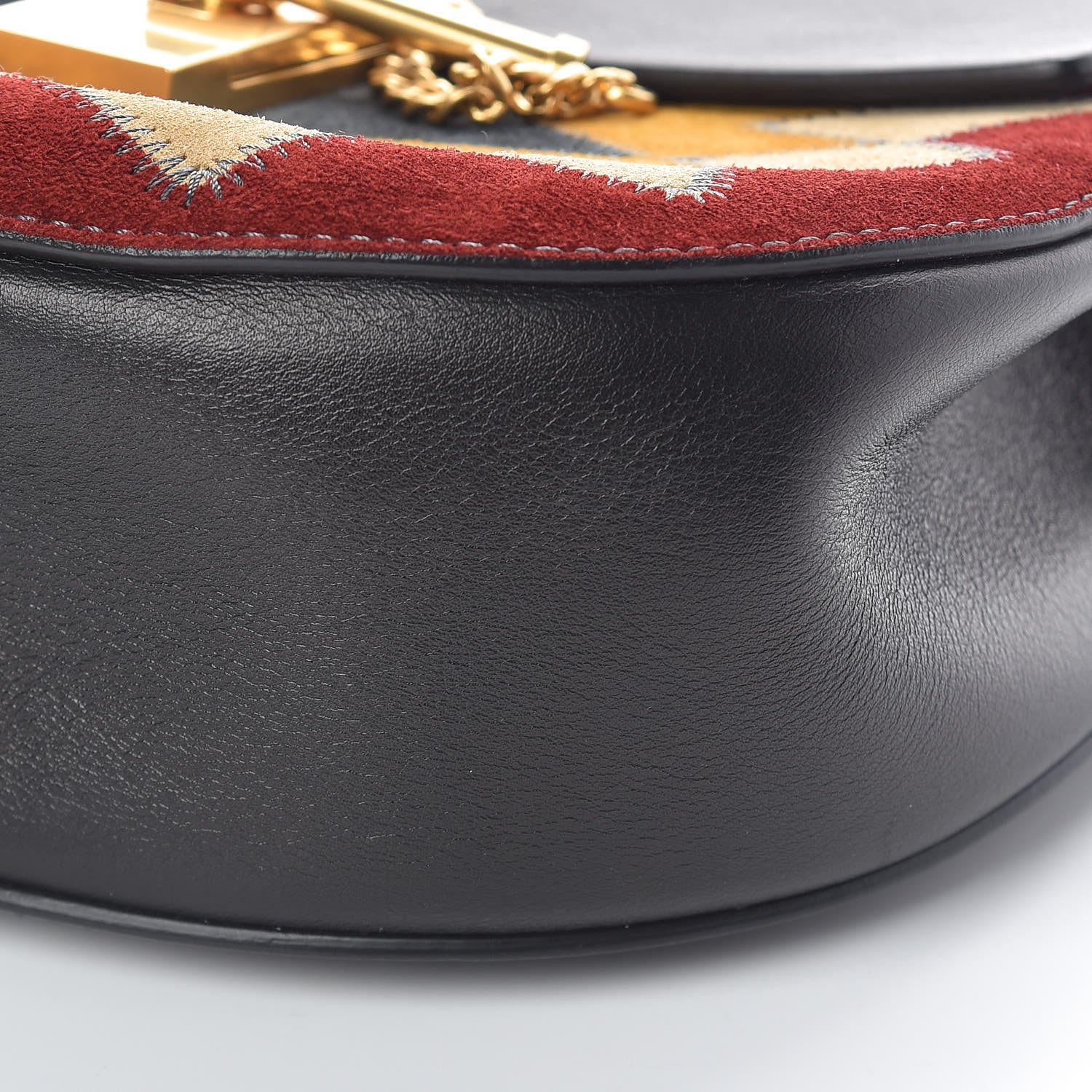 Chloe Suede Calfskin Wonder Woman Patchwork Drew Shoulder Bag Black 9 of 9