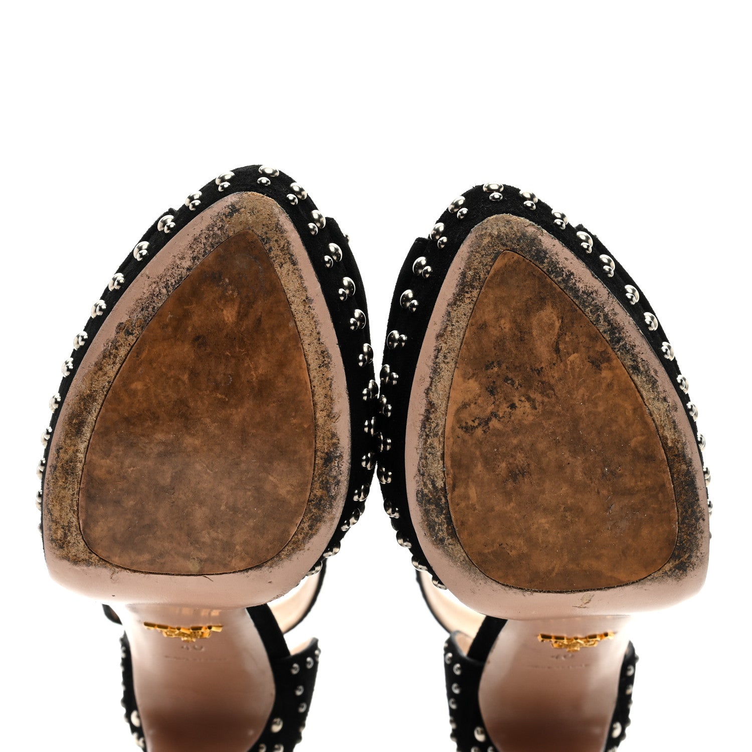 Prada Suede Studded Ankle Wrap Sandals 40 Black 8 of 9
