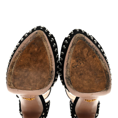 Prada Suede Studded Ankle Wrap Sandals 40 Black 8 of 9