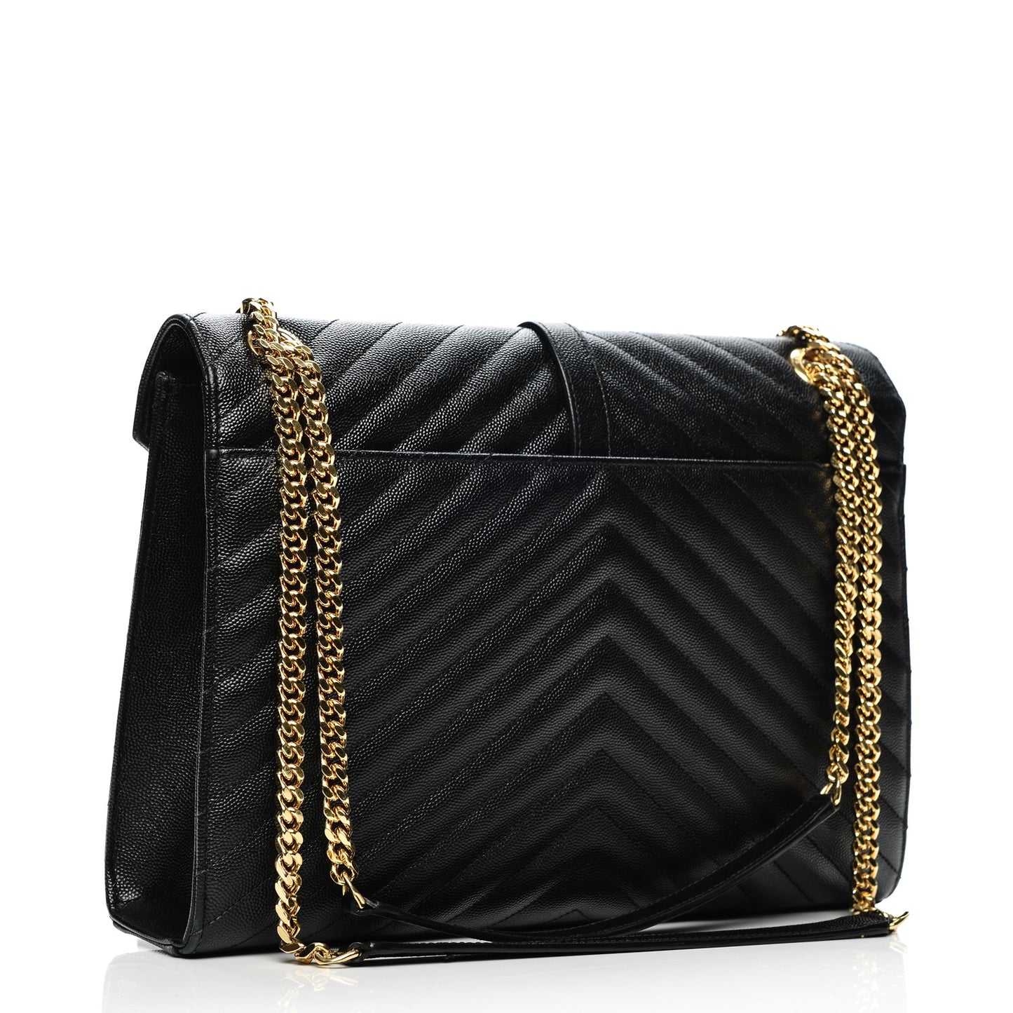 Grain De Poudre Matelasse Chevron Large Monogram Satchel Black