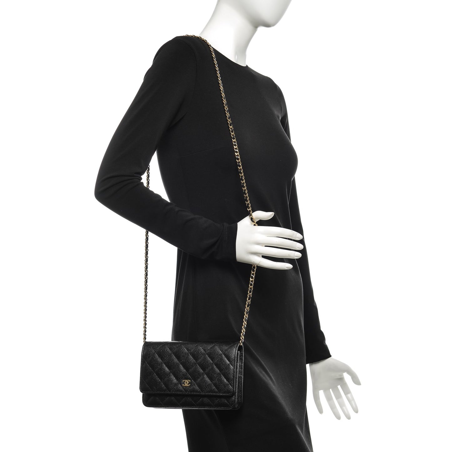 Caviar Quilted Wallet On Chain WOC Black