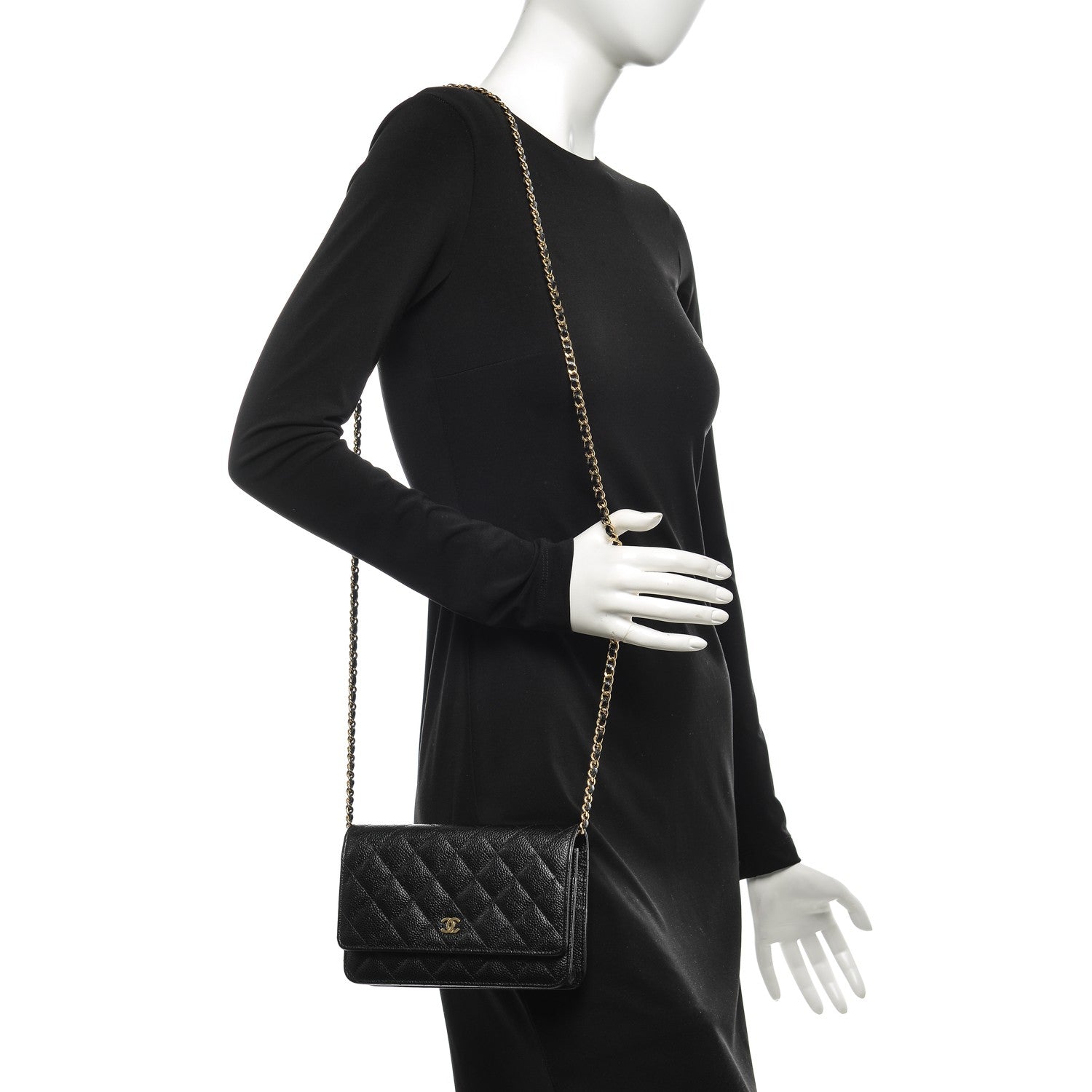 Chanel Caviar Quilted Wallet On Chain WOC Black 2 of 8