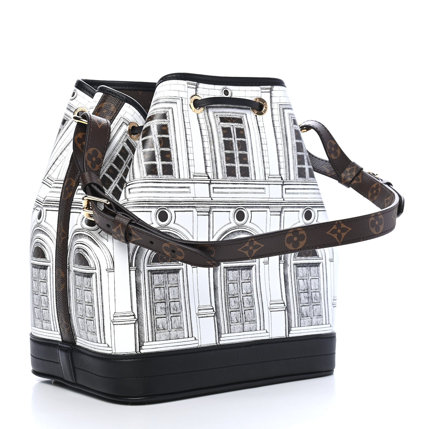 X FORNASETTI Calfskin Architettura Noe MM Black White