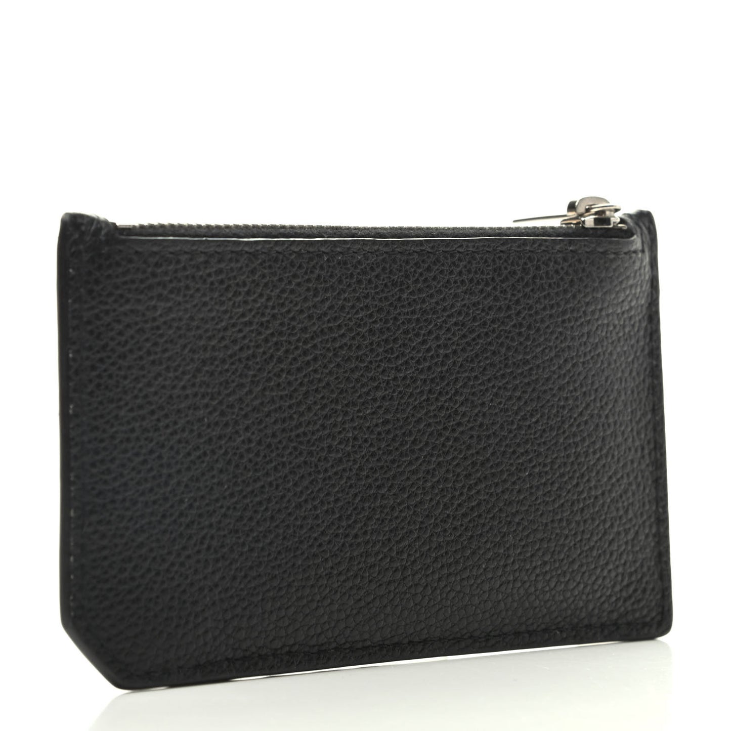 Grained Calfskin 5 Fragments Zip Pouch Card Holder Black