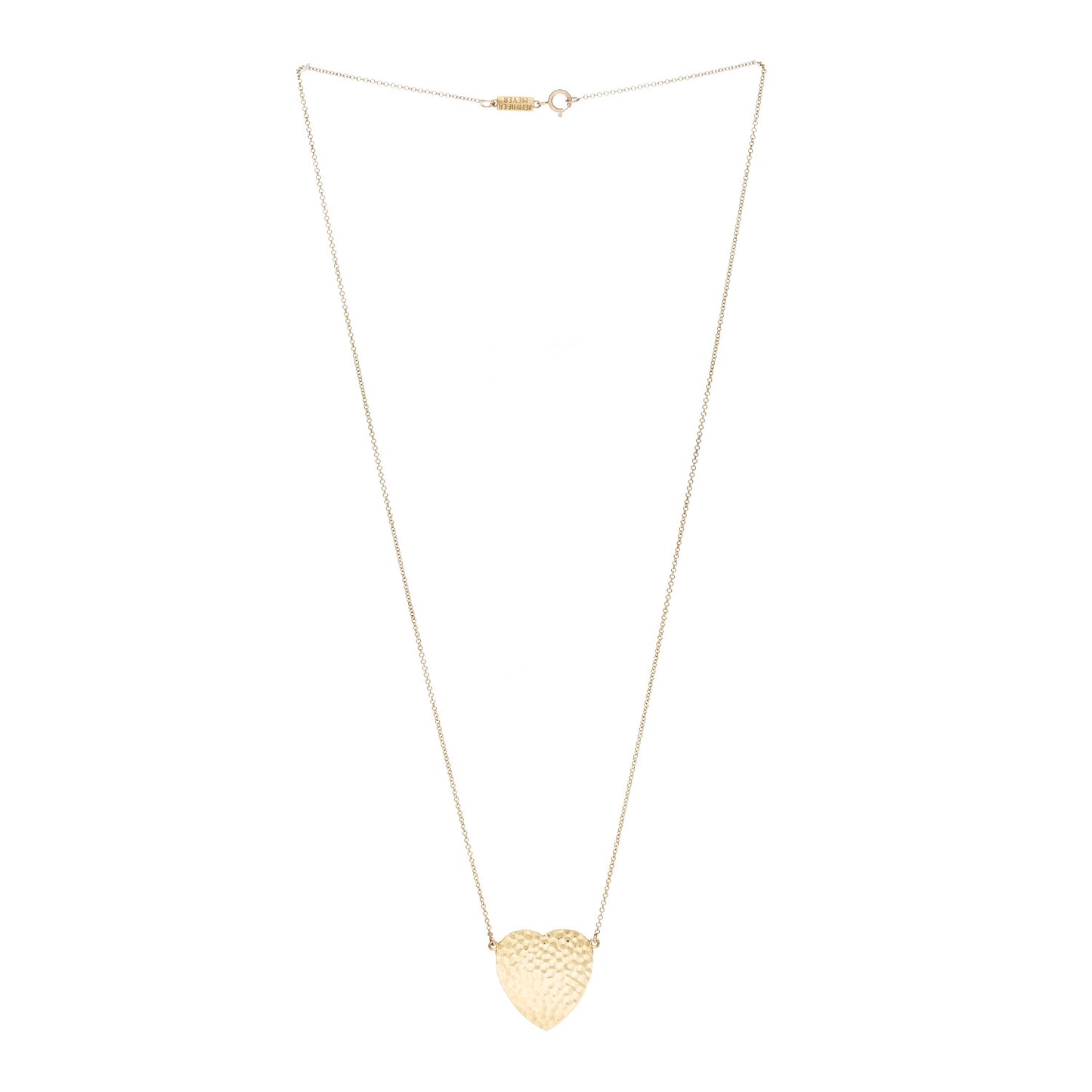18K Yellow Gold Hammered Heart Pendant Necklace