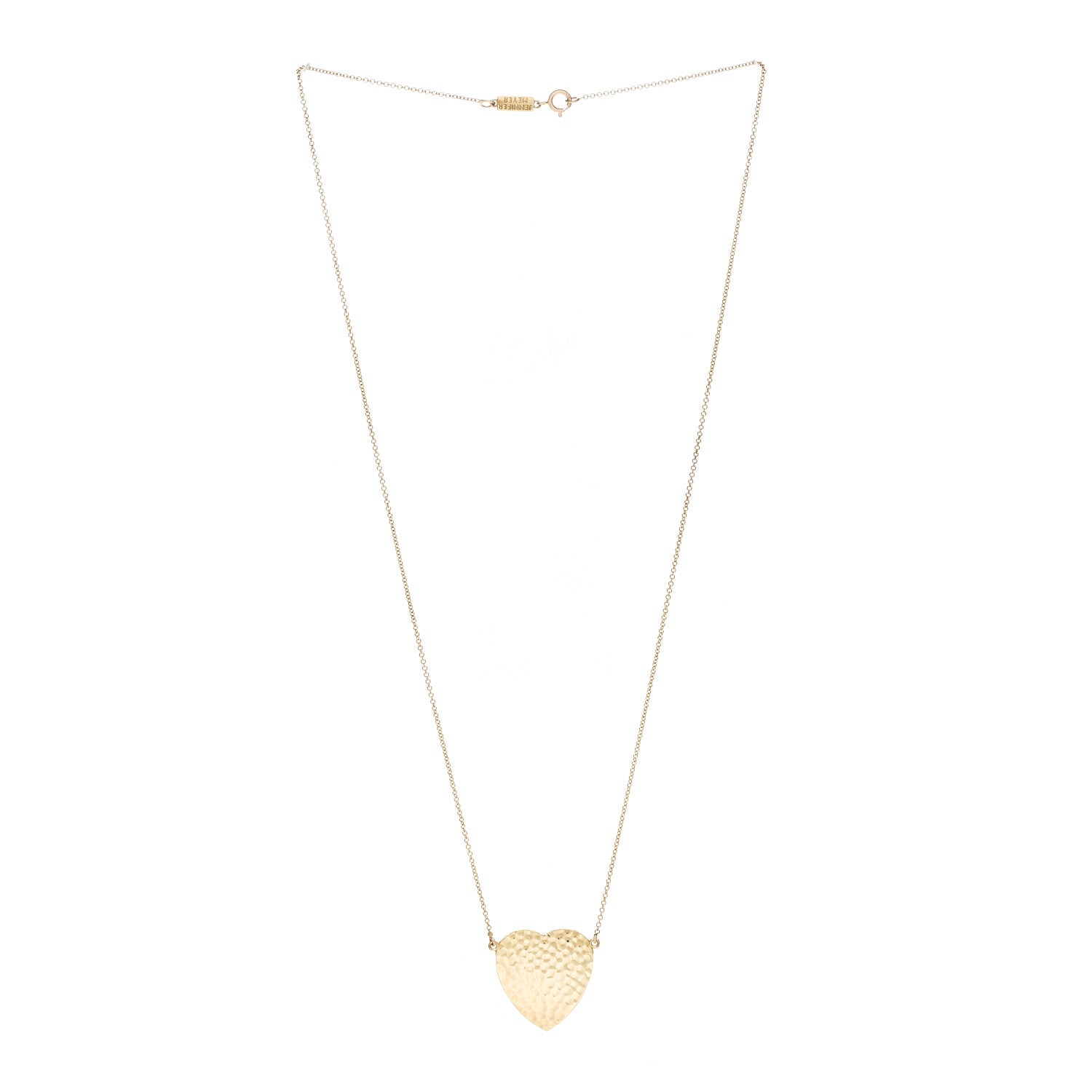 Jennifer Meyer 18K Yellow Gold Hammered Heart Pendant Necklace 3 of 7