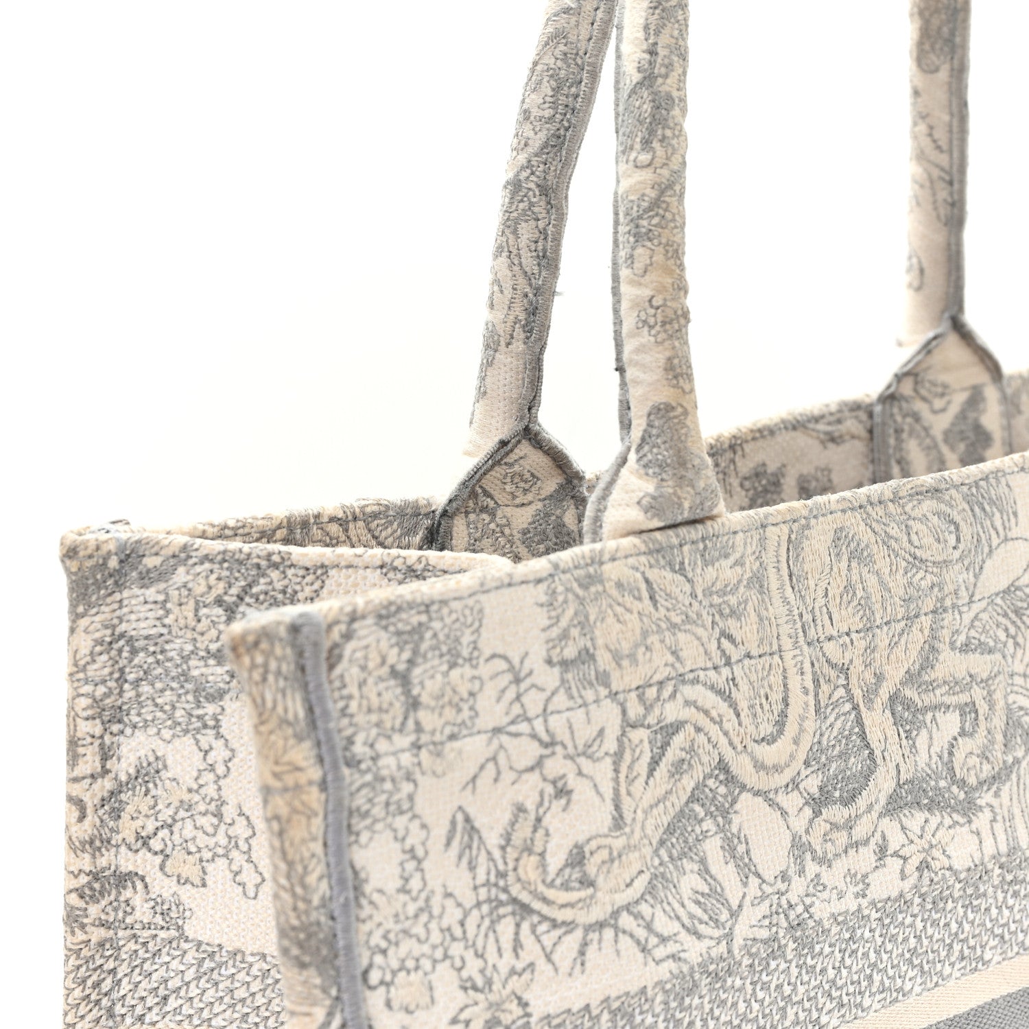 Christian Dior Canvas Embroidered Medium Dioriviera Toile De Jouy Book Tote Gray 13 of 13