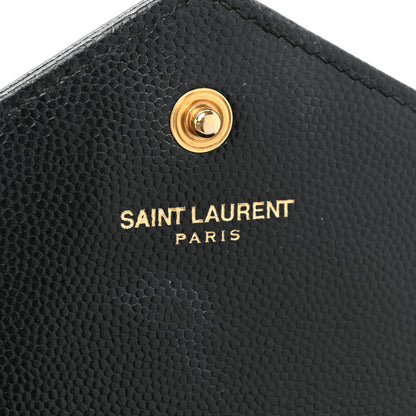 Saint Laurent Grain De Poudre Matelasse Chevron Monogram Chain Wallet Black 8 of 17