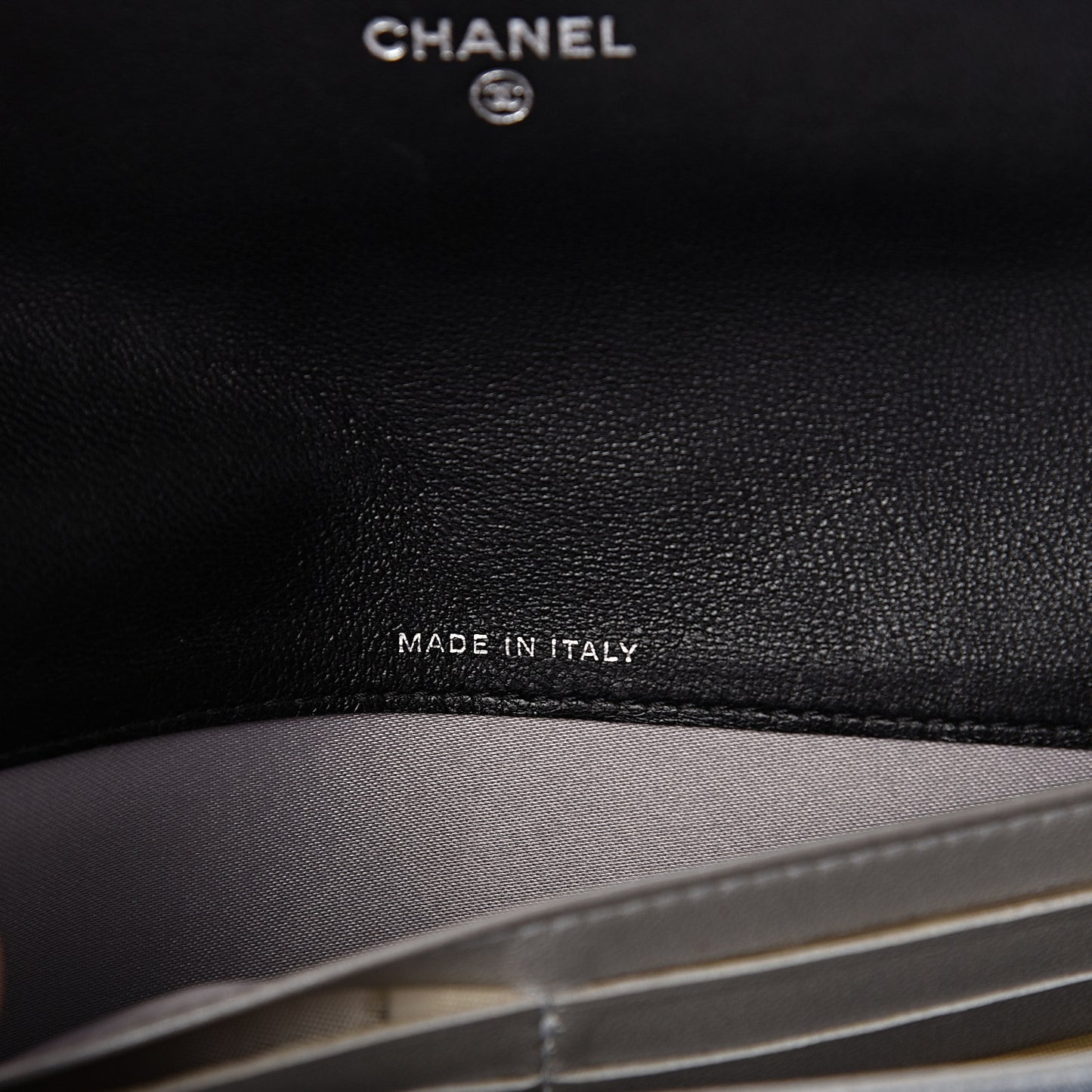 Lambskin Embossed Camellia Large Gusset Flap Wallet Black