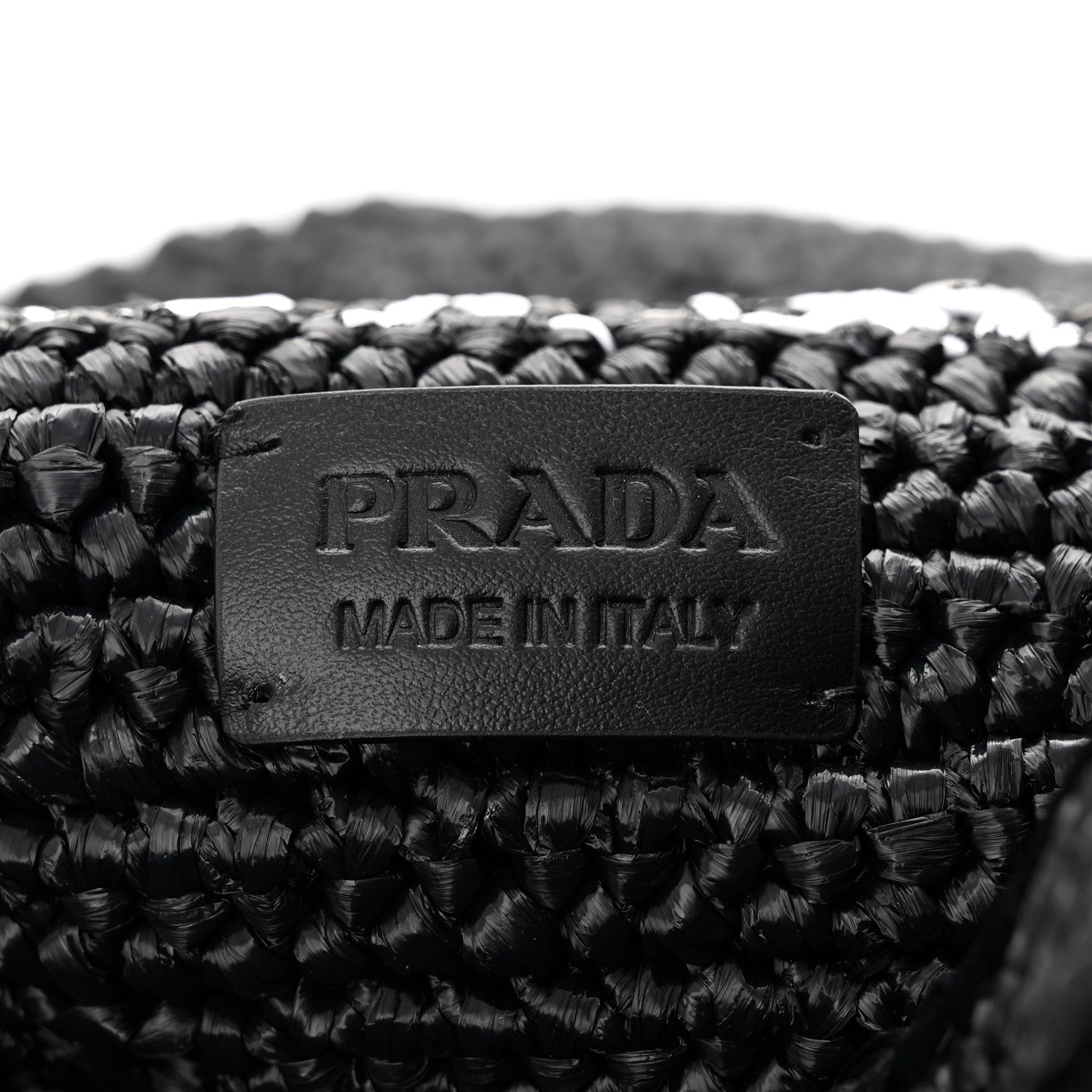 Prada Yarn Raffia Effect Crochet Logo Embroidered Shopping Tote Bag Black 6 of 10