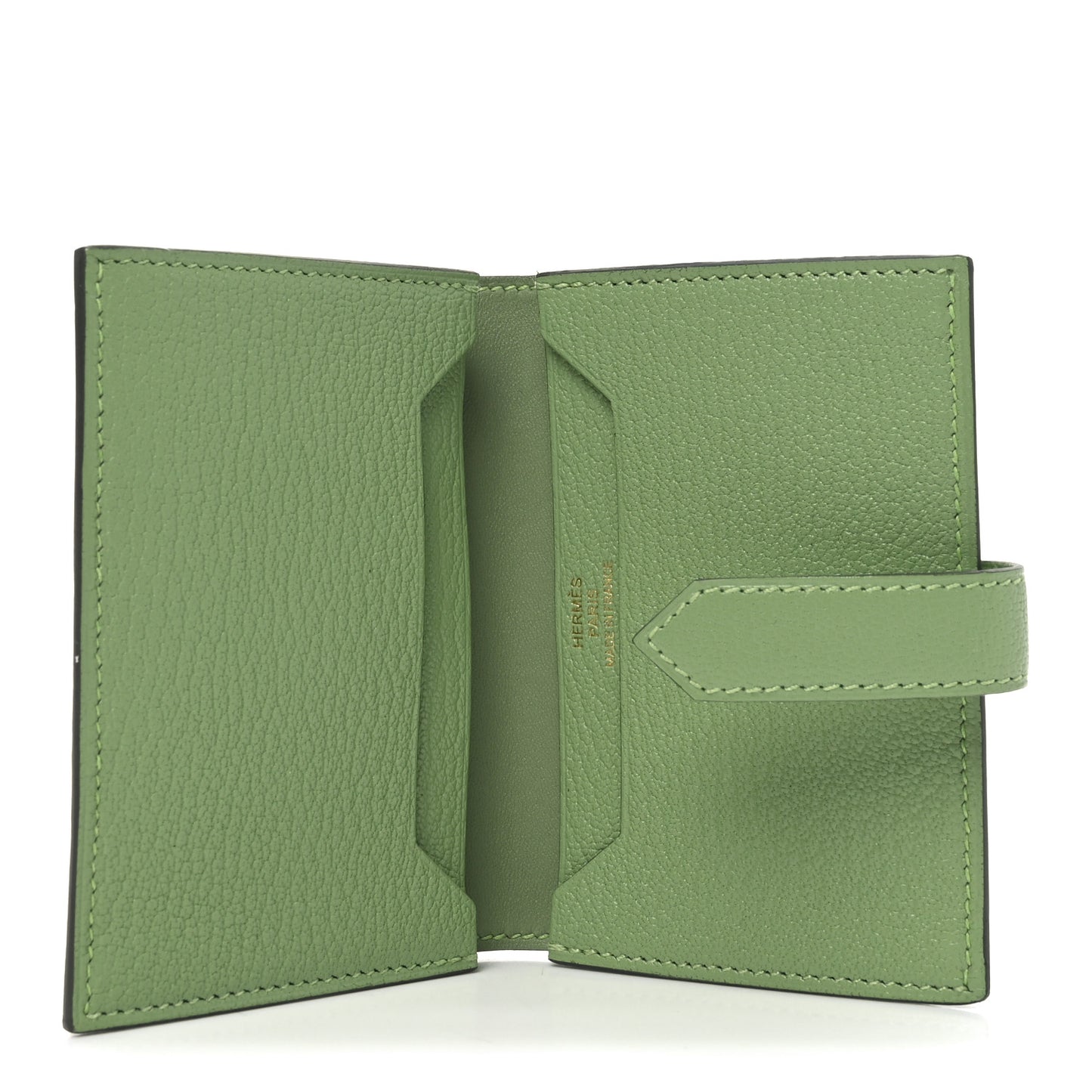 Chevre Mysore Bearn Card Holder Wallet  Vert Criquet