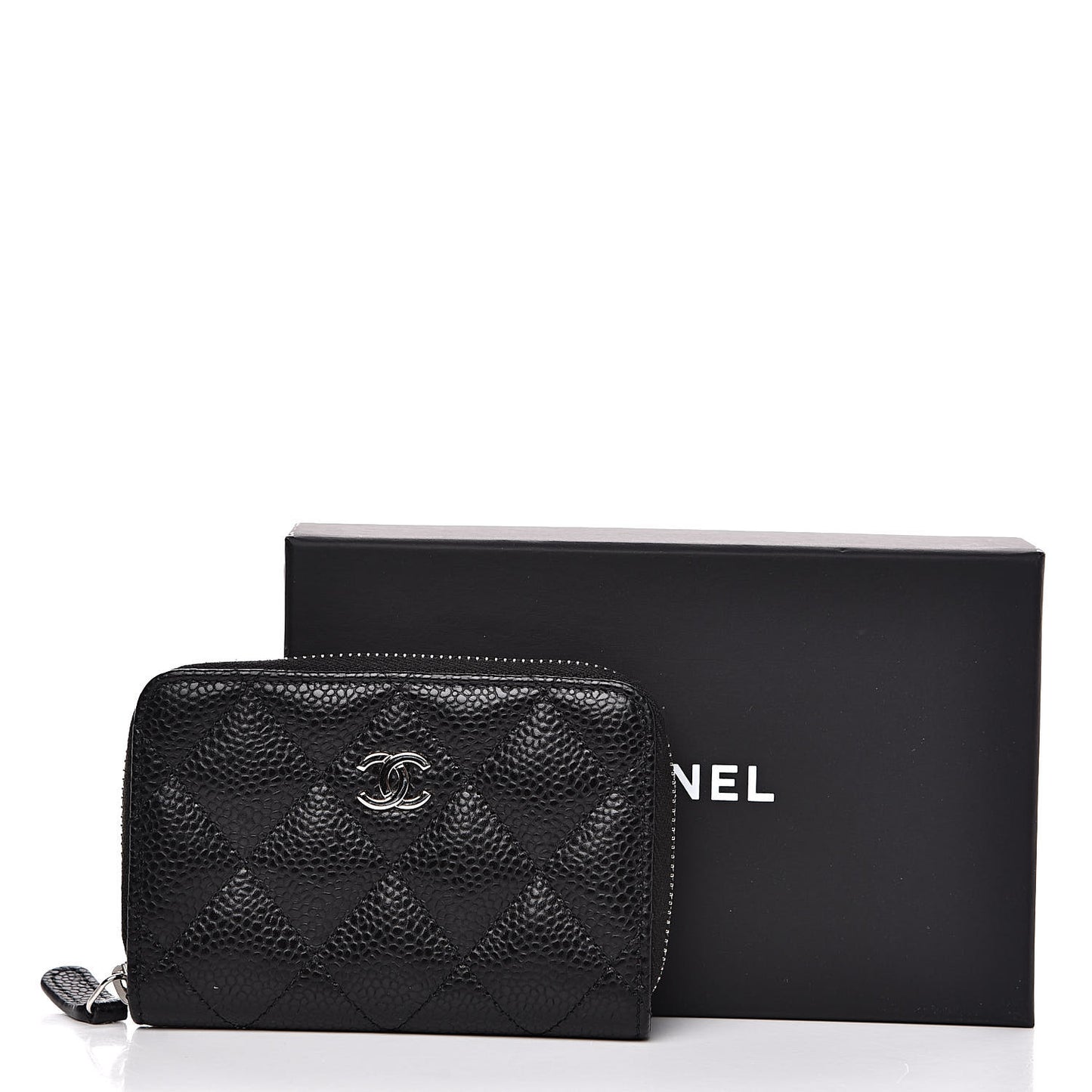 Caviar Quilted Zip Coin Purse Black