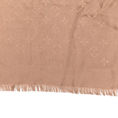 Louis Vuitton Silk Wool Monogram Shawl Cappuccino 3 of 4