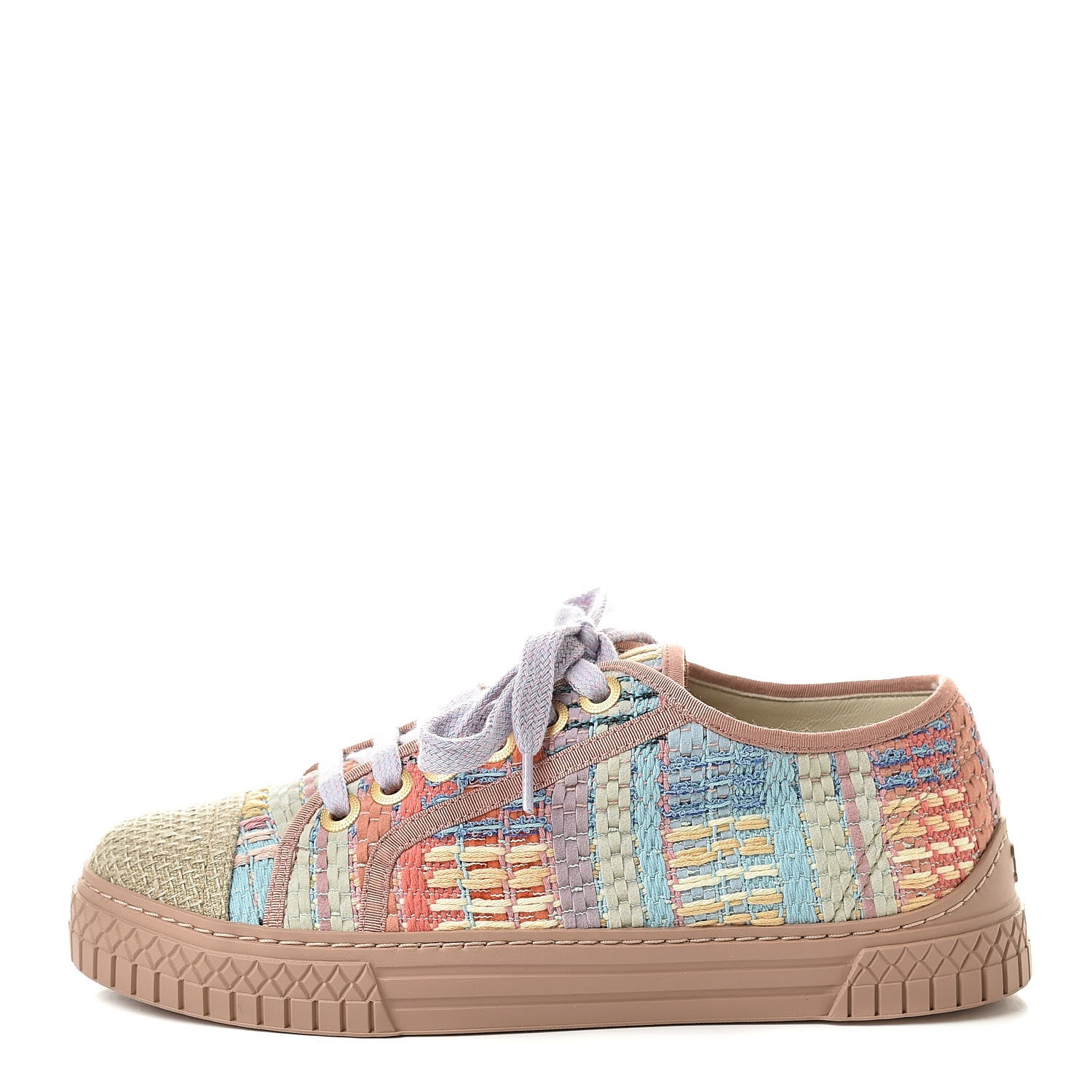 Chanel Tweed Low Top Sneakers 35 Multicolor Beige 1 of 9