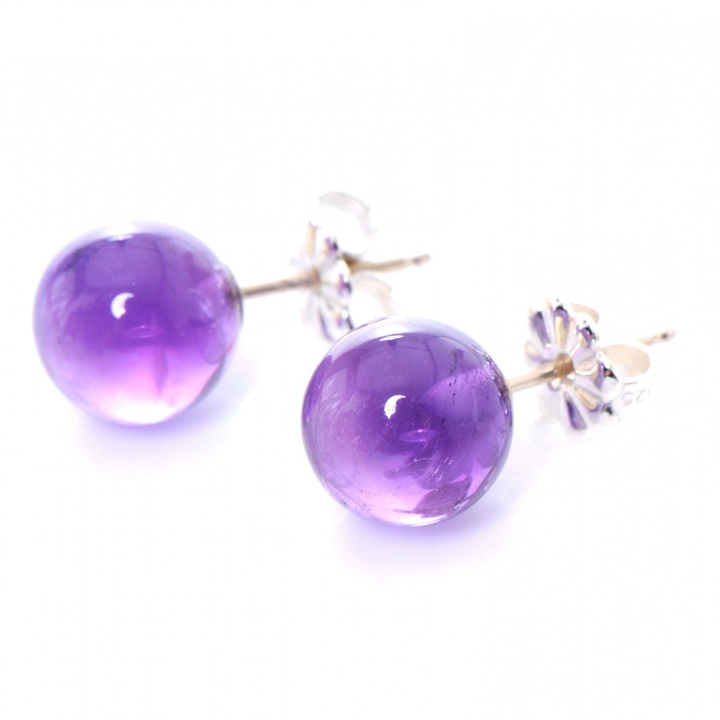 Sterling Silver Amethyst Bead Earrings