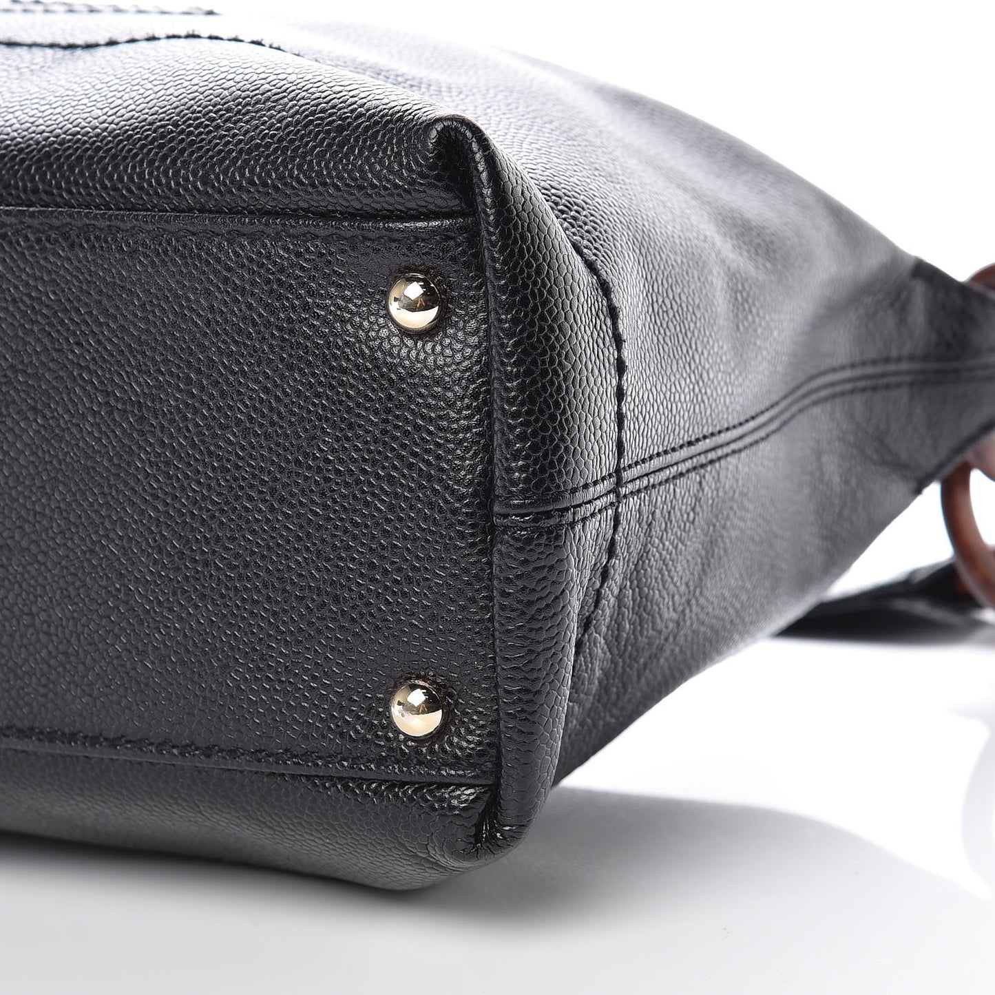 Caviar CC Wood Chain Hobo Black
