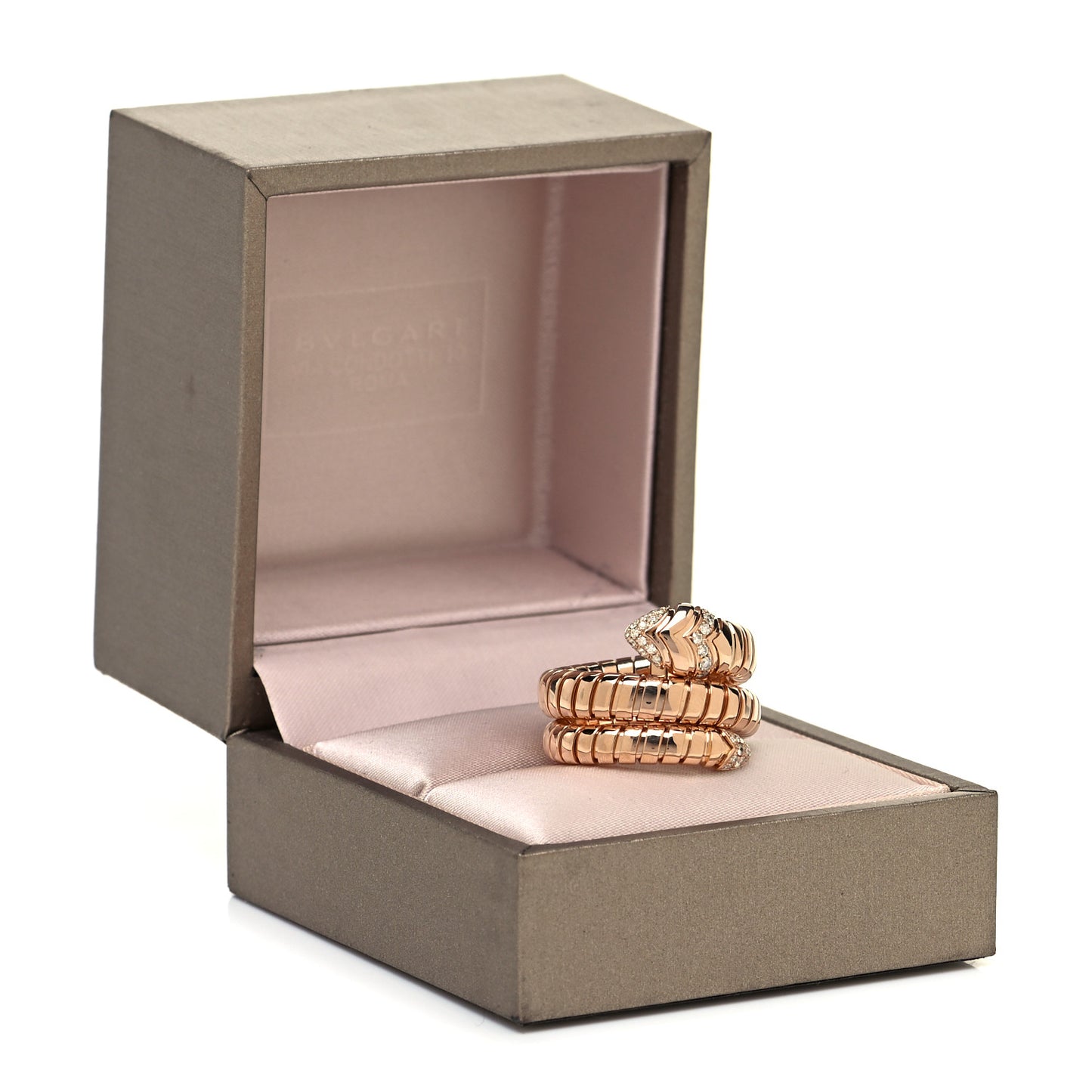 18K Rose Gold Diamond Serpenti Tubogas Band Ring 53 6.5