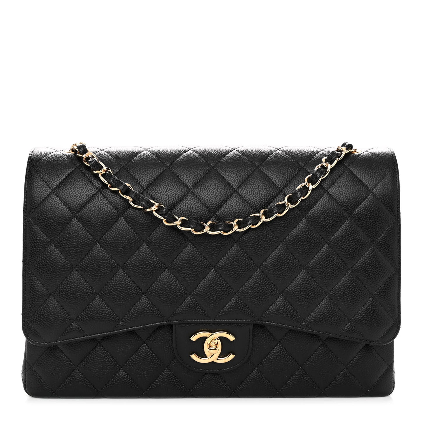Caviar Quilted Maxi Double Flap Black