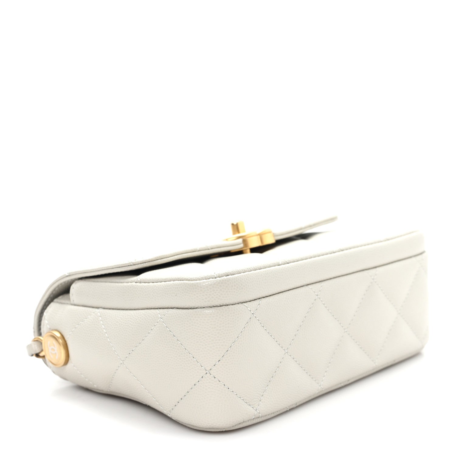 Chanel Calfskin Caviar Quilted Square Chain Flap Grey 4 of 11