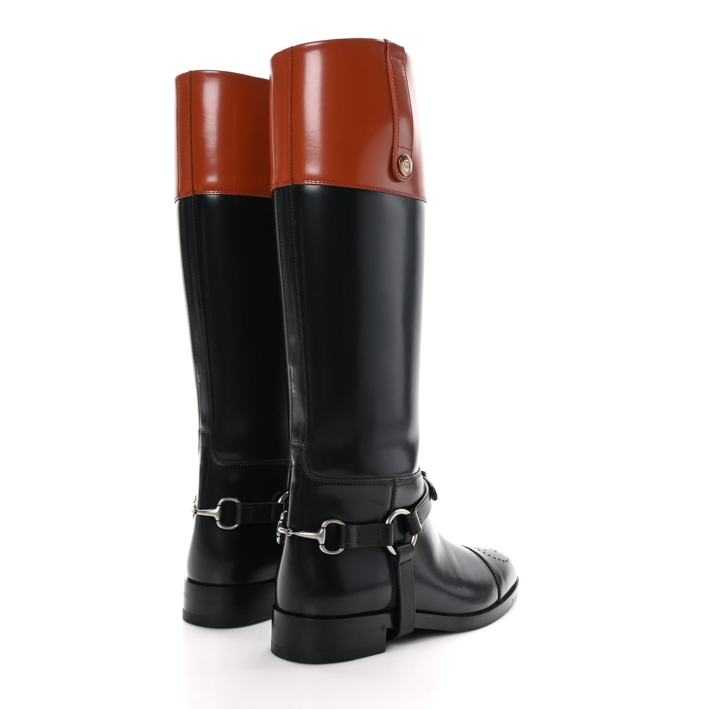 Calfskin Zelda Harness Riding Boots 37.5 Black Amber