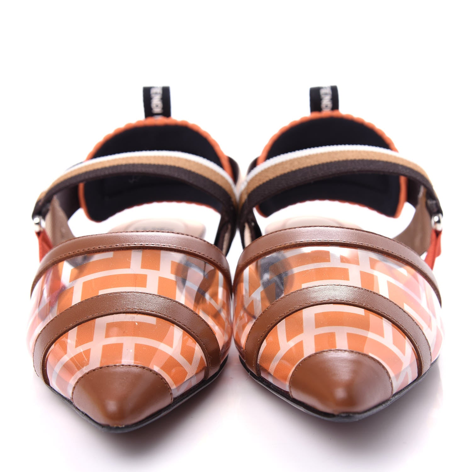 Fendi PVC Calfskin FF Colibri Slingback Ballerina Flats 39 Aranciata Cuoio 5 of 10