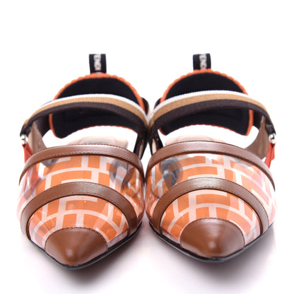 Fendi PVC Calfskin FF Colibri Slingback Ballerina Flats 39 Aranciata Cuoio 5 of 10