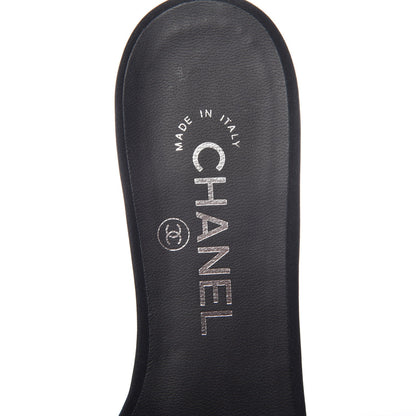Chanel Felt Pearl Flat Sandals 38 Black 5 of 11