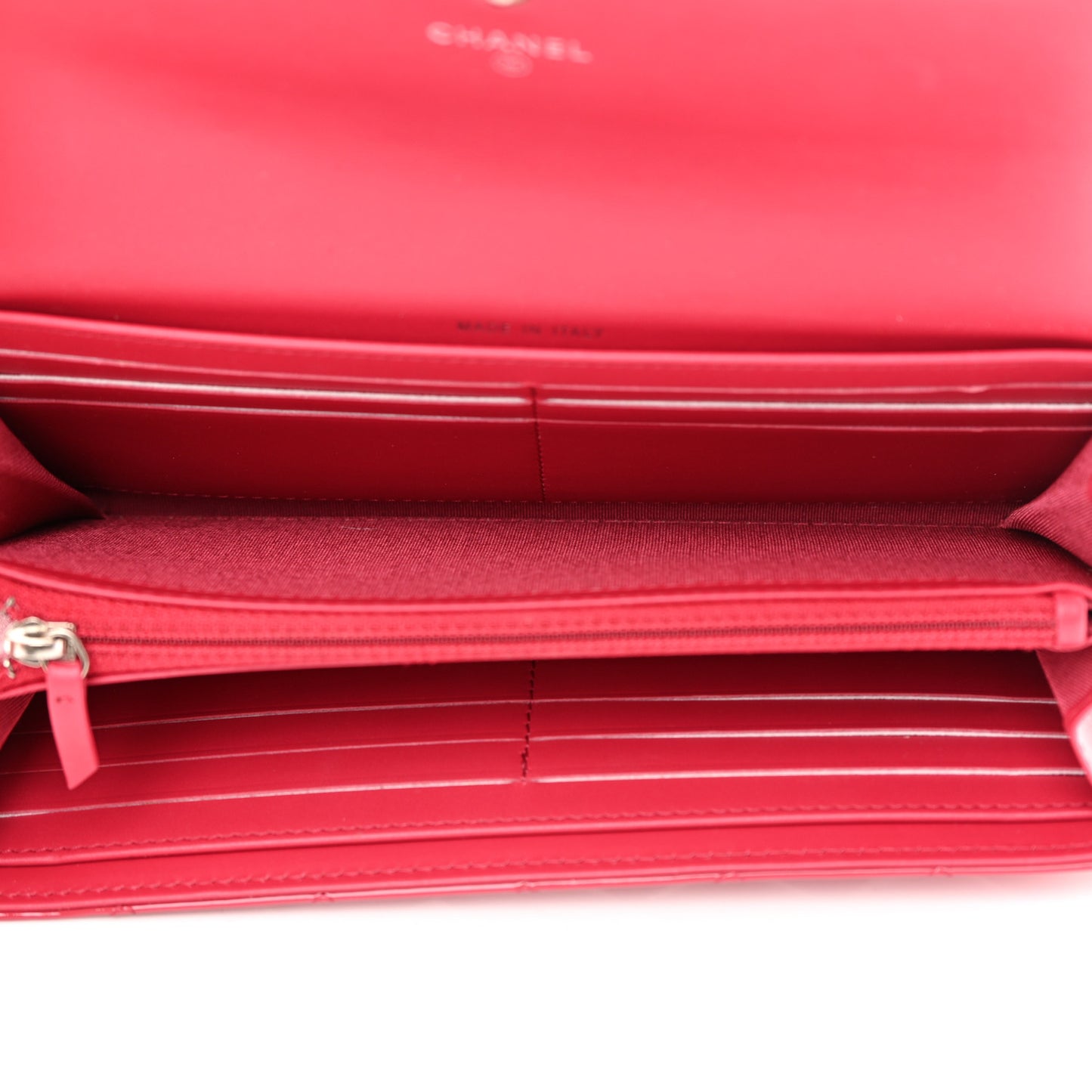 Patent Calfskin Quilted Boy Flap Wallet Pink
