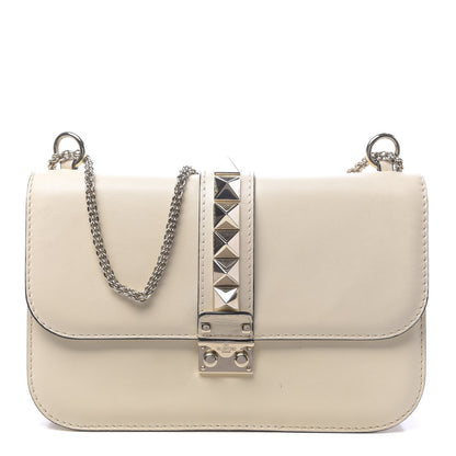 Valentino Garavani Vitello Medium Glam Lock Rockstud Flap Light Ivory 1 of 11