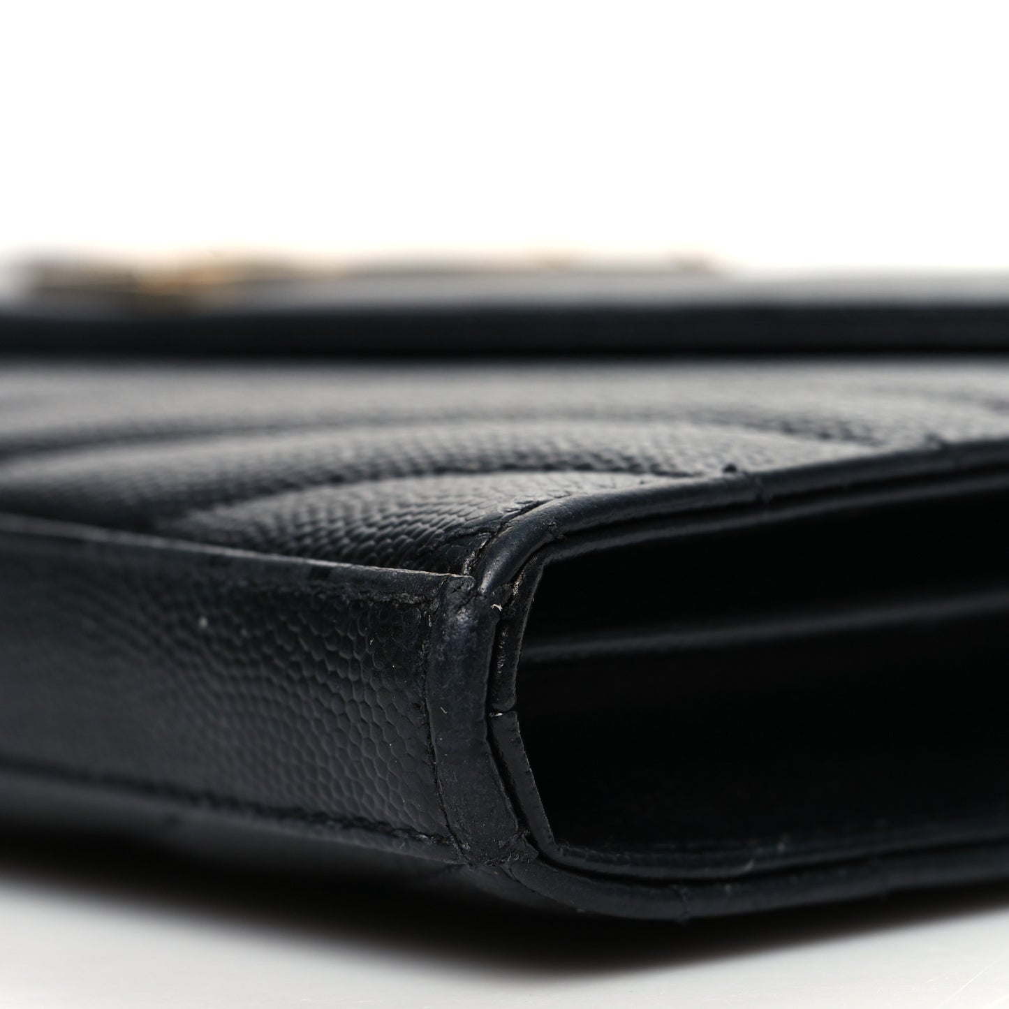 Grain De Poudre Matelasse Chevron Monogram Chain Wallet Black