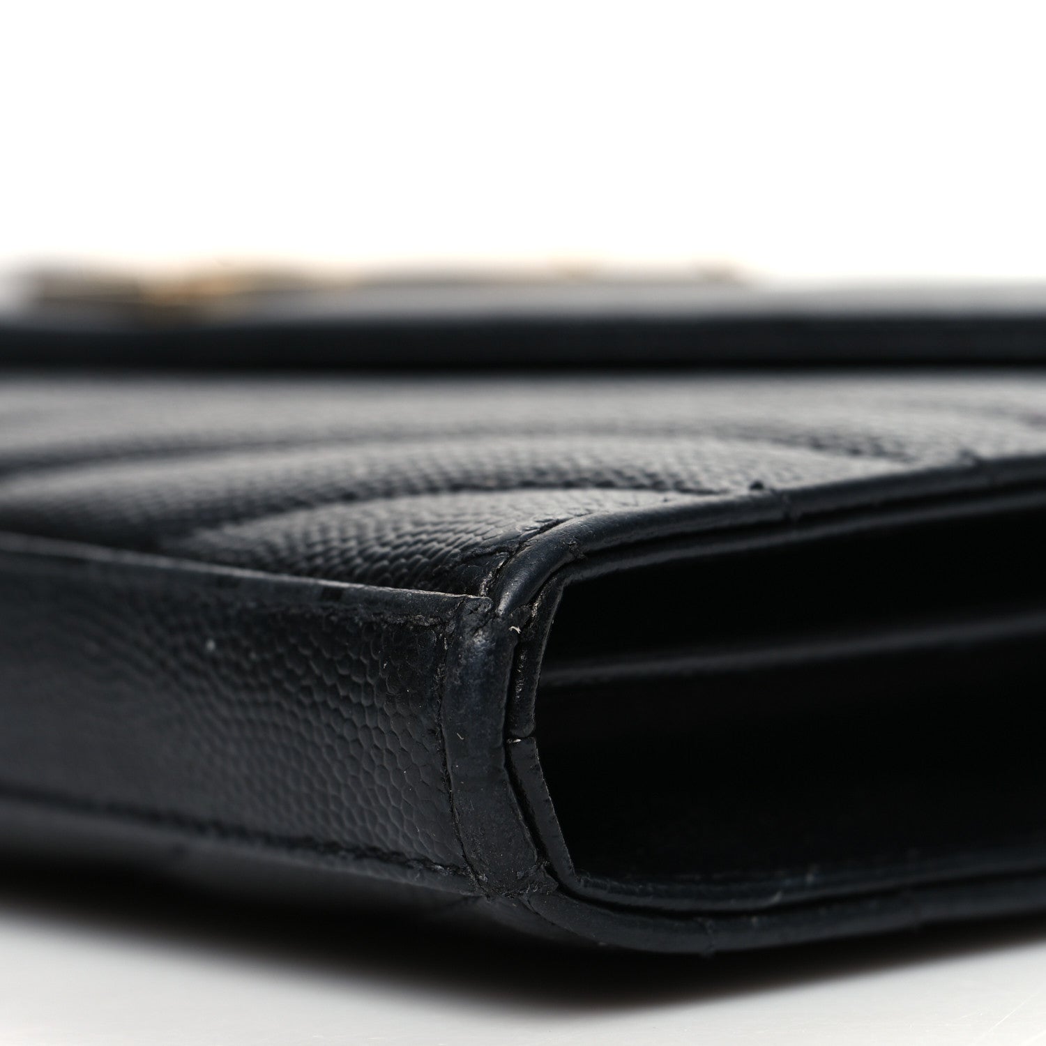 Saint Laurent Grain De Poudre Matelasse Chevron Monogram Chain Wallet Black 10 of 12