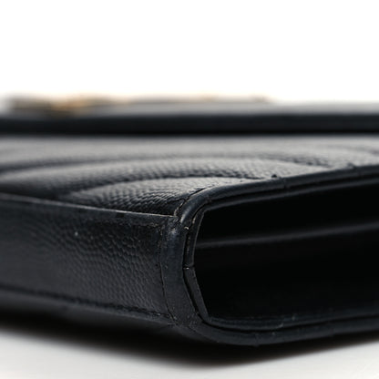 Saint Laurent Grain De Poudre Matelasse Chevron Monogram Chain Wallet Black 10 of 12