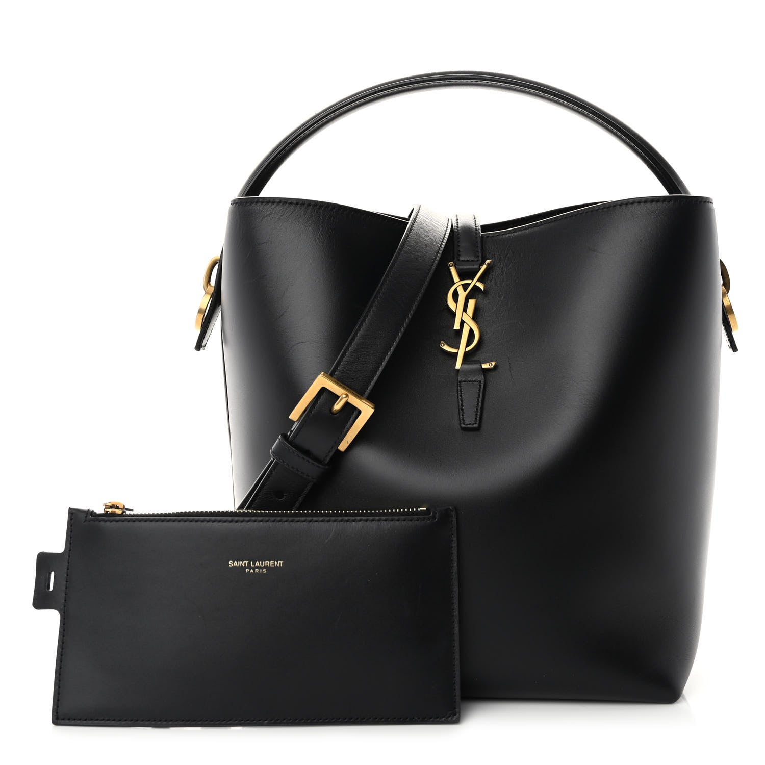 Saint Laurent Shiny Calfskin Le 37 Bucket Bag Black 1 of 10