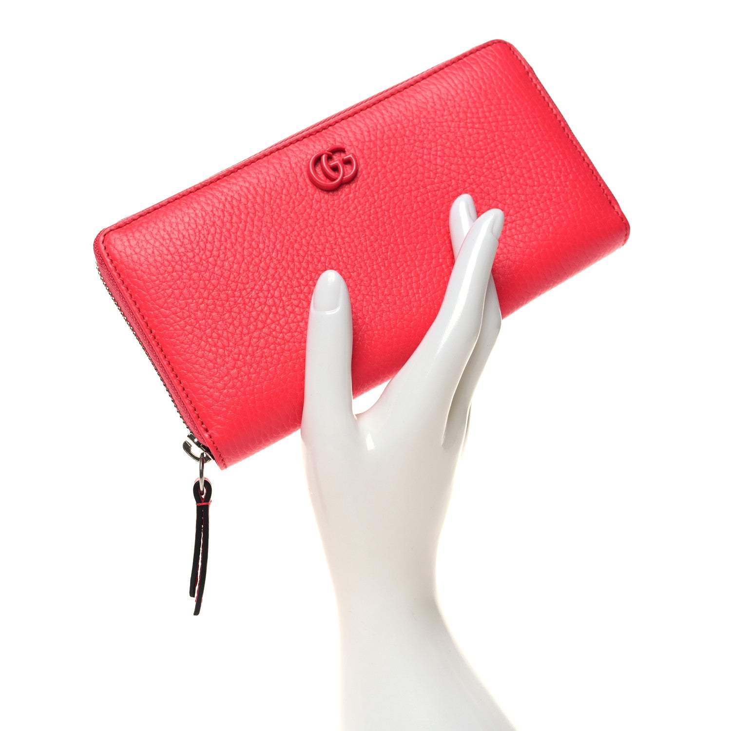 Gucci Dollar Calfskin Monochrome GG Marmont Zip Around Wallet Runway Coral 2 of 8