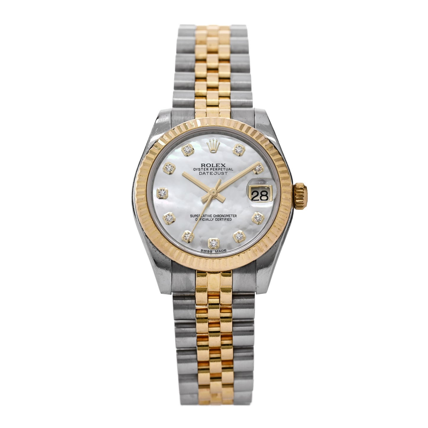 Stainless Steel 18K Yellow Gold Diamond Mother of Pearl 31mm Oyster Perpetual Datejust Watch 178273