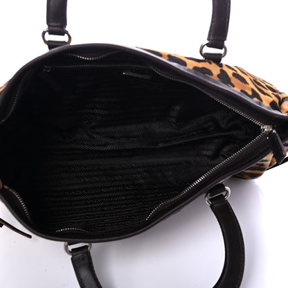 Prada Calf Hair Leopard Print Top Handle Bag Miele 4 of 4