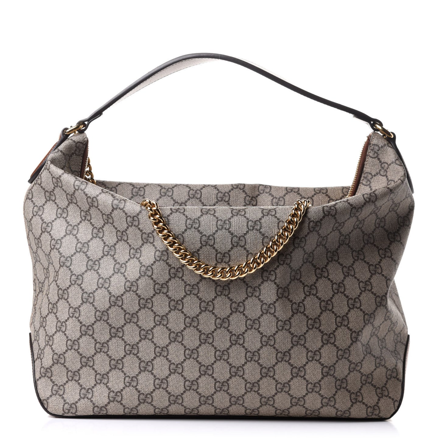 GG Supreme Monogram Large Linea A Hobo Light Brown