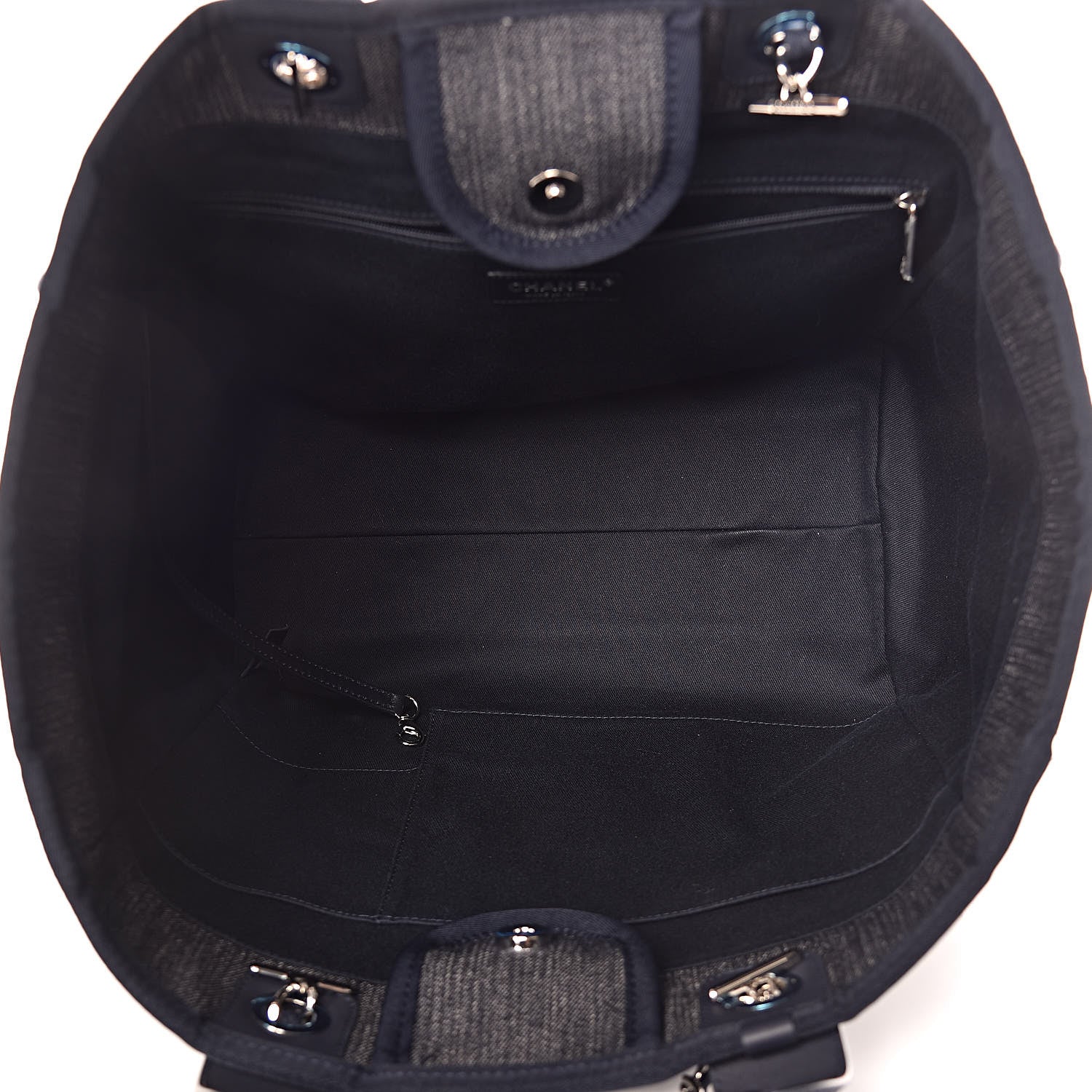 Chanel Denim Large Deauville Tote Dark Blue 7 of 9