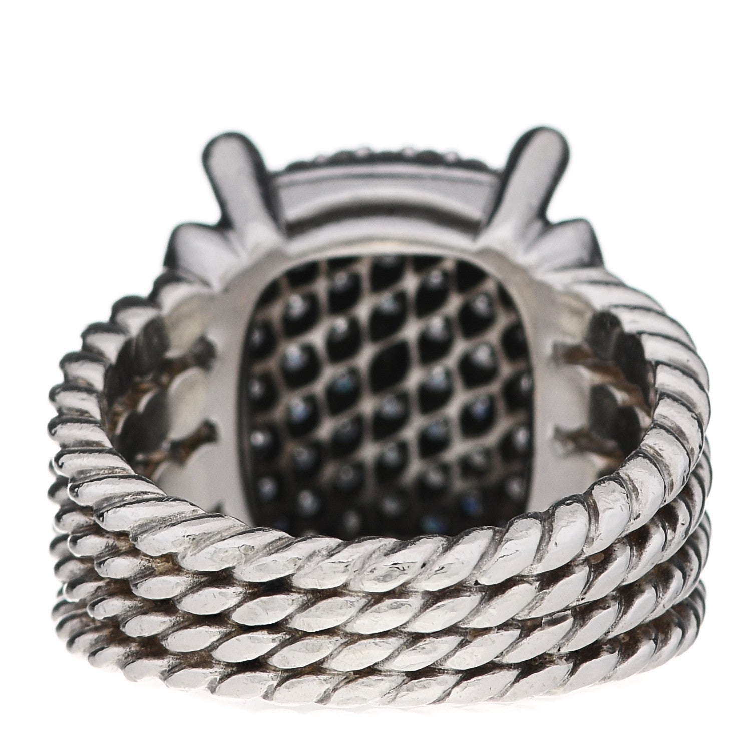 David Yurman Sterling Silver Diamond 16mm Wheaton Ring 56 7.75 4 of 5