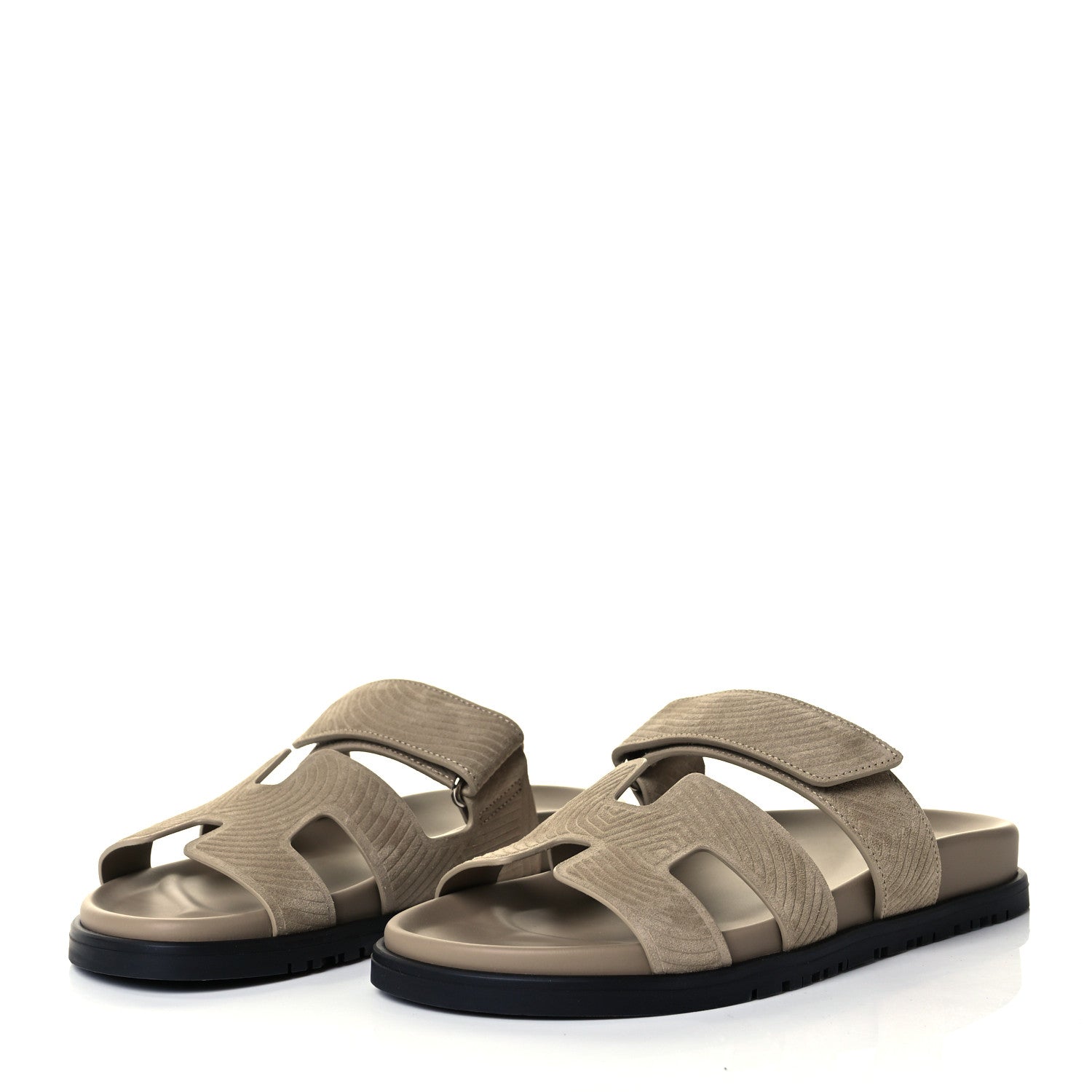 Hermes Suede Goatskin Chaine d'Ancre Womens Chypre Sandals 37 Beige Sable 3 of 7