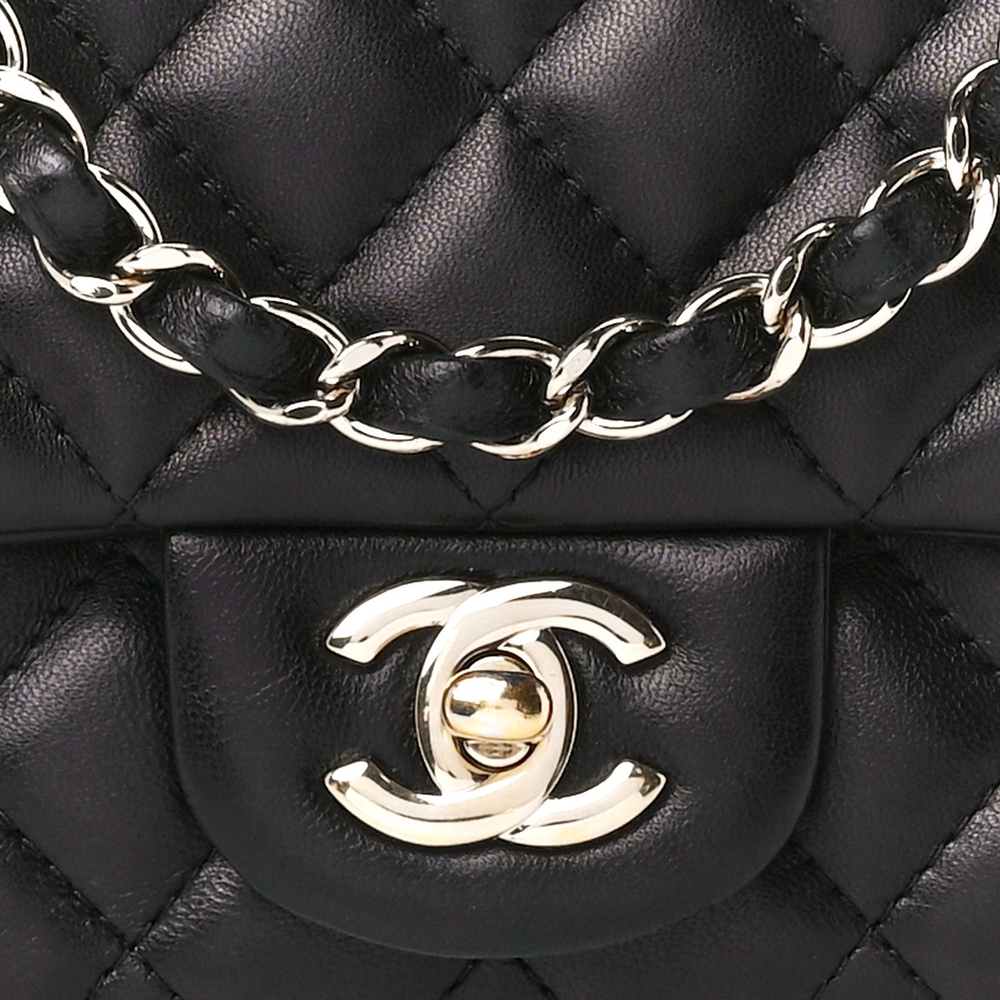 Lambskin Quilted Mini Square Flap Black