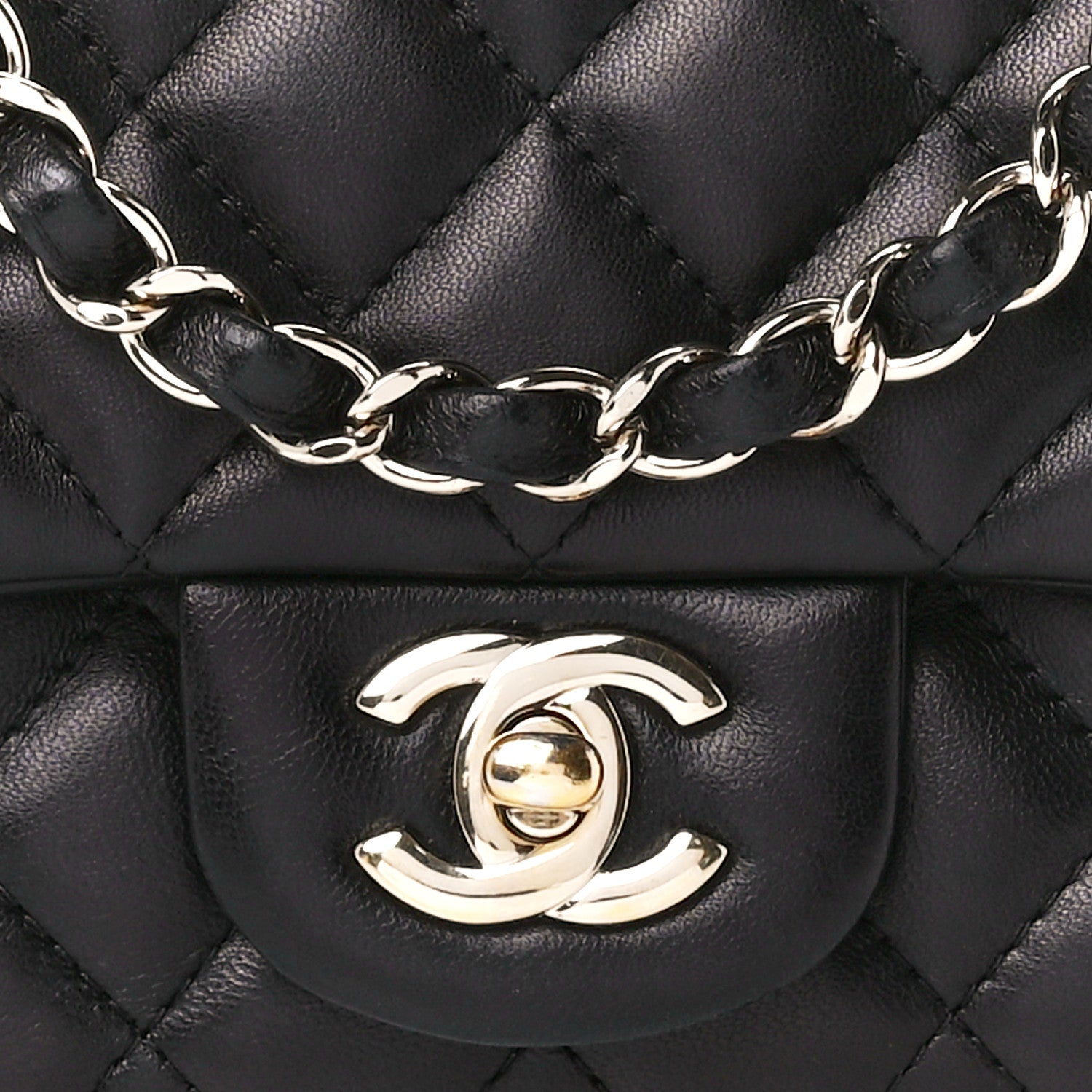 Chanel Lambskin Quilted Mini Square Flap Black 9 of 12