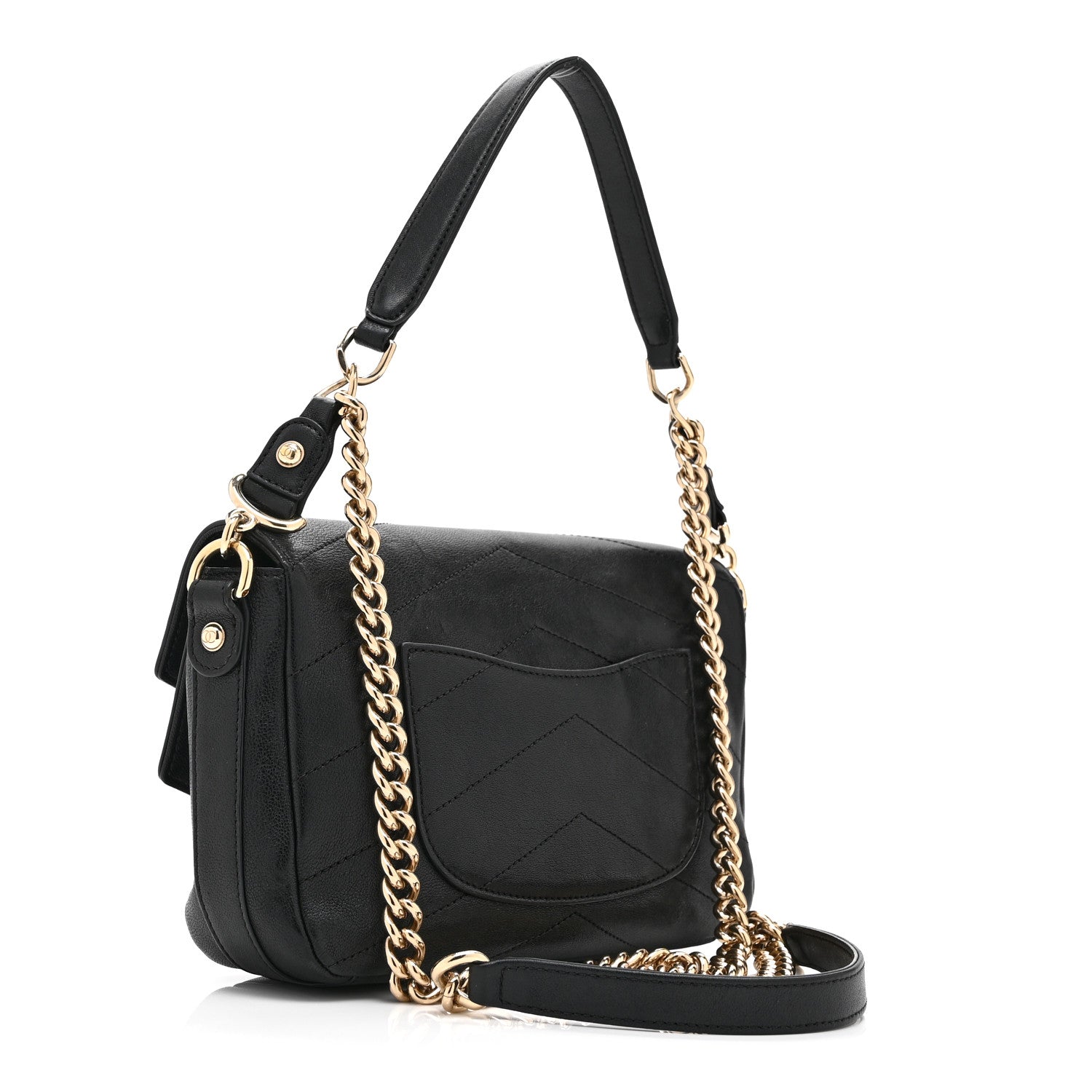 Chanel Sheepskin Chevron Quilted Mini Double Chevron Flap Black 3 of 10