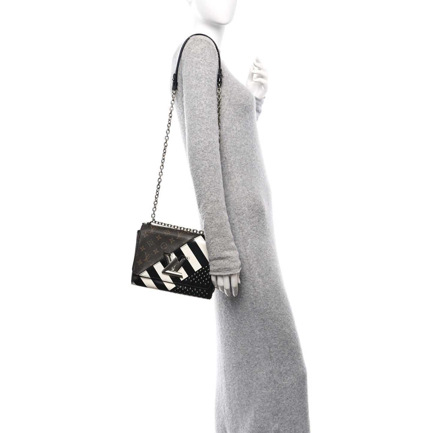 Calfskin Monogram Studded Twist Shoulder Bag MM