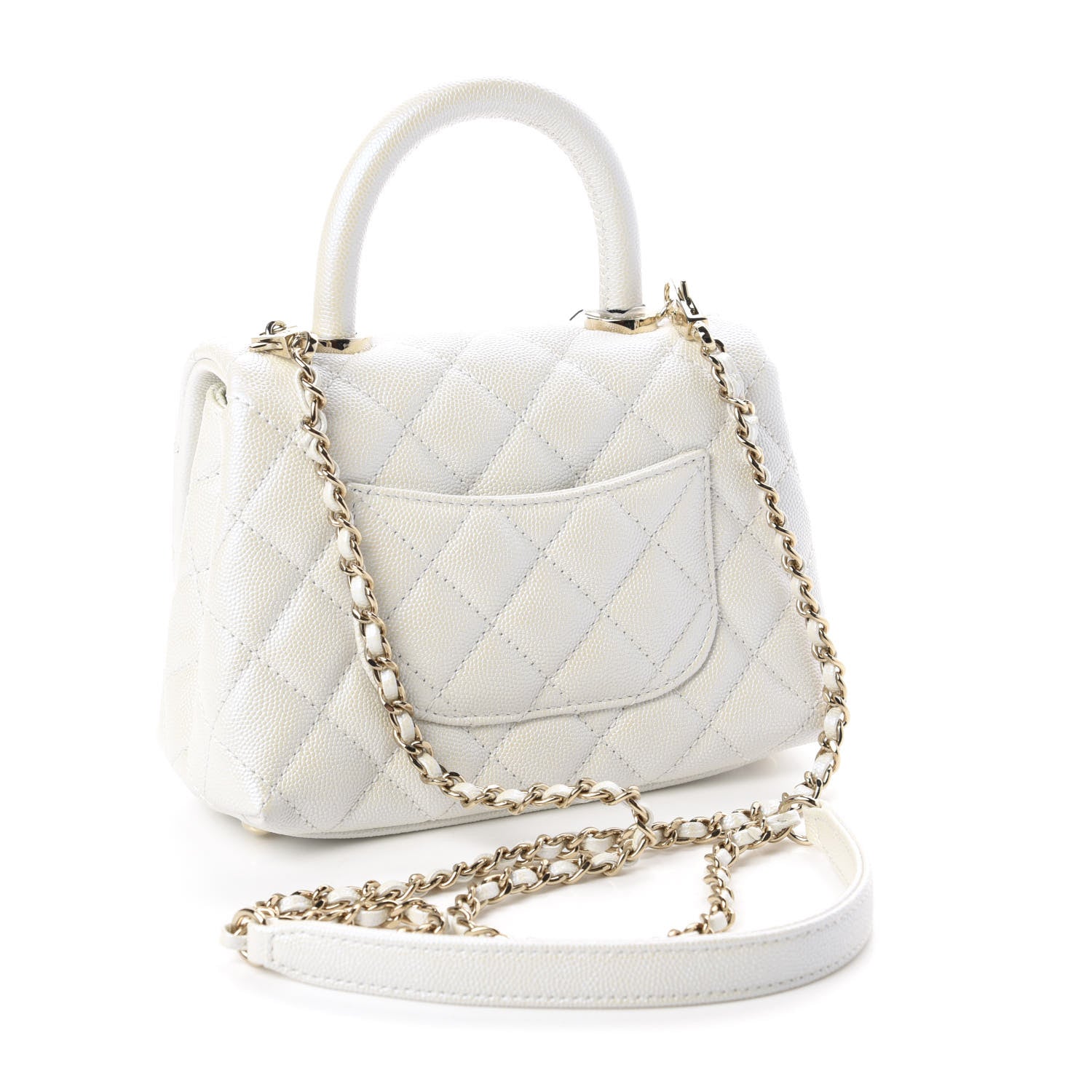 Chanel Iridescent Caviar Quilted Extra Mini Coco Handle Flap Ivory 3 of 10
