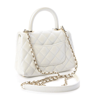 Chanel Iridescent Caviar Quilted Extra Mini Coco Handle Flap Ivory 3 of 10